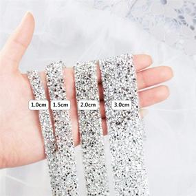 img 1 attached to 💎 2 Yards Hot Fix Rhinestone Ribbon Tape - Self Adhesive Bling Wrap for Wedding Party Decoration DIY Kid Projects - Silver, 1.2 Inches