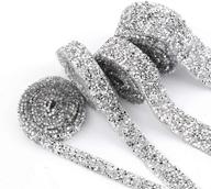 💎 2 yards hot fix rhinestone ribbon tape - self adhesive bling wrap for wedding party decoration diy kid projects - silver, 1.2 inches logo