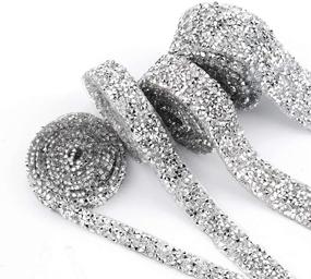 img 4 attached to 💎 2 Yards Hot Fix Rhinestone Ribbon Tape - Self Adhesive Bling Wrap for Wedding Party Decoration DIY Kid Projects - Silver, 1.2 Inches