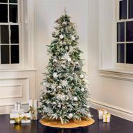 🎄 6 ft flocked pop up christmas tree - easy storage, pre-lit pine with 250 led lights, 102 holiday ornaments, burlap tree skirt - white and silver christmas decorations logo
