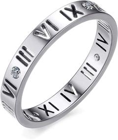 img 3 attached to 💍 VNOX Women's Roman Numeral Love Wedding Ring Band, Stainless Steel CZ, Rose Gold Plated/Silver