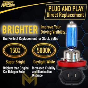 img 2 attached to 💡 Mega Racer H11 Low Beam 9005/HB3 High Beam Super White 5000K 12V Xenon Halogen Headlight Replacement Light Bulbs - Pack of 4 Bulbs