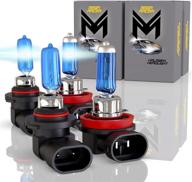 💡 mega racer h11 low beam 9005/hb3 high beam super white 5000k 12v xenon halogen headlight replacement light bulbs - pack of 4 bulbs logo