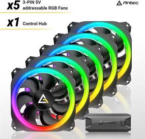 img 2 attached to 🌈 Antec Prizm Series RGB Fans, 120mm PC Fans with Addressable RGB, 5V-3PIN Sync with Motherboard, 5-Pack of 120mm Fans with Controller