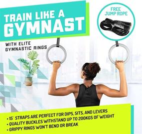 img 3 attached to 🤸 Elite Sportz Gymnastic Rings - Total Body Strength Training Exercise Ring Set for Pull Ups with Secure Buckles & Straps - Non Slip Olympic Rings for Indoor Workout Equipment, Kids & Adults