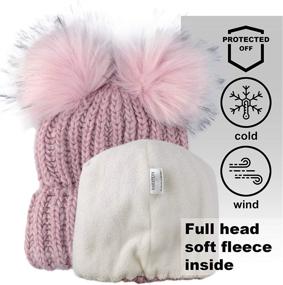 img 3 attached to Women's Braxton Beanie - Cable Knit Winter Hat with 2 Pom Ears, Warm Fleece Lined Ski Cap - Perfect for Snowy Outdoor Activities