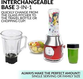 img 1 attached to Vintage Electric Pulse Blender - 1L Glass Pitcher, Tritan Travel Bottle & Storage Container Included, High Power 300W for Crushing and Pulverizing Ice Cubes