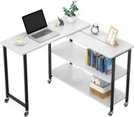 topfurny industrial console table: 3-tier mobile couch snack side table with 360° rotation, l-shaped sofa bedside laptop stand and white storage shelves logo