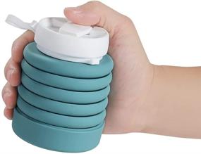 img 2 attached to MeFold Collapsible Water Bottles 20oz: BPA-Free, 🥤 Leakproof for Cycling, Running & Hiking | Green, 600ML