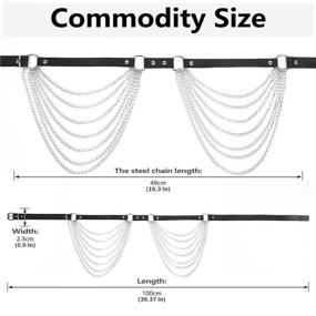 img 3 attached to 🖤 Ремни в панк-стиле из кожи с поясными цепочками: Ожерелья из черной бижутерии в слоях для танцевальных костюмов для женщин и девочек