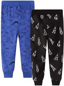 img 3 attached to 👖 Cool and Comfy: LOKTARC 2 Pack Boys Drawstring Sweatpants with Cute Pattern for Active Sports and Play
