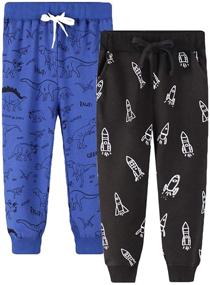 img 4 attached to 👖 Cool and Comfy: LOKTARC 2 Pack Boys Drawstring Sweatpants with Cute Pattern for Active Sports and Play