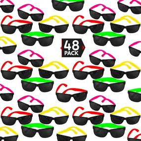 img 4 attached to Pack Style Neon Party Sunglasses Event & Party Supplies