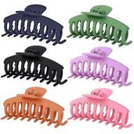 💇 enhance your hairdo with 6pcs large hair claw clips for women - big, strong hold for all hair types! fashionable colors included! logo
