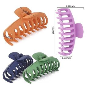 img 3 attached to 💇 Enhance Your Hairdo with 6Pcs Large Hair Claw Clips for Women - Big, Strong Hold for All Hair Types! Fashionable Colors Included!