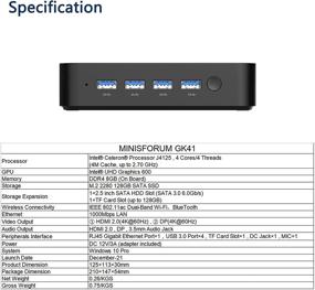 img 3 attached to MINIS FORUM GK41 Mini PC: Windows 10 Pro, 8GB DDR4, 256GB SSD, Intel Celeron 🖥️ J4125, HDMI & DP 4K@60Hz, Gigabit Ethernet, USB 3.0, Dual Band WiFi - Supports PXE Boot