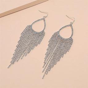 img 2 attached to 💎 Luxury CZ Fringe Drop Statement Earrings for Women and Teen Girls - Cubic Zirconia Tassel Crystal Chain Dangle Hook Stud Earring - Elegant Wedding, Birthday, Party, Prom Jewelry Gift