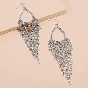 img 1 attached to 💎 Luxury CZ Fringe Drop Statement Earrings for Women and Teen Girls - Cubic Zirconia Tassel Crystal Chain Dangle Hook Stud Earring - Elegant Wedding, Birthday, Party, Prom Jewelry Gift