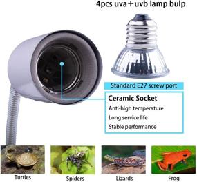 img 1 attached to 🔆 White Reptile Heat Lamp with Adjustable Timer, UVA UVB Basking Spot Light, 360° Rotatable Hose for Terrarium