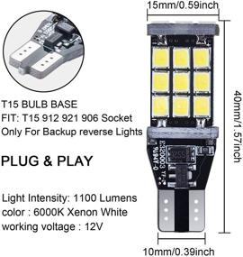 img 3 attached to Яркие лампы для фонаря заднего хода Rayhoo 1100 люмен, без ошибок Canbus, для гнезда T15 906 W16W, 21 шт. чипсеты 3020PX, ксеноново-белый 6000K, 2 шт. - идеально подходят для задних фонарей