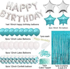 img 3 attached to 🎉 Turquoise Birthday Party Decorations Kit - Teal Blue and Silver Balloons for Women and Girls