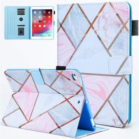 img 4 attached to 📱 iPad Mini Case - JZCreater PU Leather Smart Cover with Auto Wake/Sleep, Marble Plaids