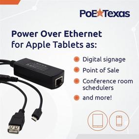 img 3 attached to 💡 PoE Texas USB-A and Micro-USB Power Adapter for Apple Cables - 802.3af POE to 5V Splitter for POS, Digital Signage, and More - Extends Power Delivery Up to 328 Feet