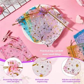 img 2 attached to 🌟 Set of 150 Sheer Organza Drawstring Candy Pouches with Moon Star Design - Ideal for Halloween, Christmas, Wedding Party Favors (3.5 x 4.7 Inch, 5 Vibrant Colors)