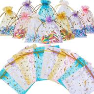 🌟 set of 150 sheer organza drawstring candy pouches with moon star design - ideal for halloween, christmas, wedding party favors (3.5 x 4.7 inch, 5 vibrant colors) logo