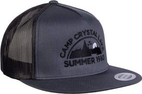 img 4 attached to 🎬 Retro Vintage Movie Horror Cap Hat, Camp Crystal Lake, Summer 1980, Funny 80s Style, Grey/Black