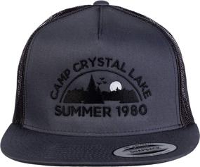 img 3 attached to 🎬 Retro Vintage Movie Horror Cap Hat, Camp Crystal Lake, Summer 1980, Funny 80s Style, Grey/Black