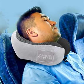 img 1 attached to 🌟 Pinacam Products Travel Neck Pillow - Easy-to-Use & Supportive Memory Foam for Head and Neck Relaxation! Includes Washable Pillowcase, Bag, Eye Mask, Earplugs, Removable Velcro Design to Minimize Distractions!