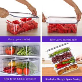 img 2 attached to 🥶 Clear Refrigerator Organizer Bins with Lids - Stackable, Airtight, BPA-Free Plastic Containers for Fridge, Freezer, and Kitchen Storage - LIHABILAL Refrigerator Bins with Handles