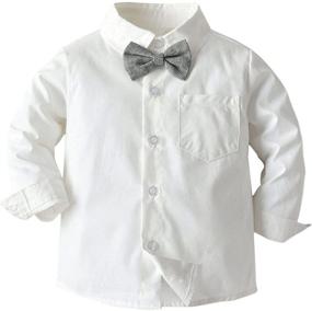 img 3 attached to SANGTREE Baby Boys Dress Shirt with Bowtie and Suspender Pants - Sizes 6 Months to 6 Years