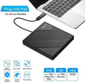 img 3 attached to 📀 Внешний DVD-привод Amicool USB 3.0 USB C CD Burner - тонкий портативный DVD/CD-ROM перезаписывающий привод для ноутбука, настольного ПК Windows 10/8/7, MacBook Mac, Linux OS Apple - двойной привод с CD/DVD +/-RW оптическим приводом.