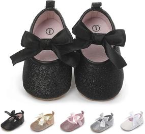 img 4 attached to 👶 ENERCAKE Infant Baby Girls Non-Slip Mary Jane Flats - Stylish Princess Dress Shoes with Adorable Bowknot - Perfect for First Walkers