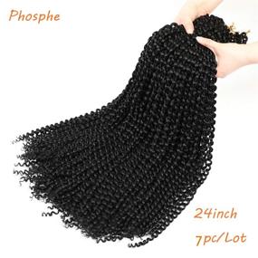 img 2 attached to 7 пачек 154 прядей в стиле Passion Twist Crochet Hair длиной 24 дюйма Water Wave | Pre Looped Crochet Soft Locs | Длинные волнистые синтетические косы для чернокожих женщин (1B)