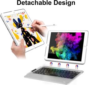 img 2 attached to 🔤 Earto Keyboard Case for iPad 8th/7th Gen 10.2 inch, iPad Air 3rd Gen, iPad Pro 10.5 - 343 DIY/7 Colors Backlit - Detachable Wireless Magnetic Keyboard for iPad 10.2" 8th/7th Generation 2020, Silver" -> "Earto Keyboard Case for iPad 10.2 8th/7th Gen, iPad Air 3rd Gen, iPad Pro 10.5 - 343 DIY/7 Colors Backlit - Detachable Wireless Magnetic Keyboard, Silver