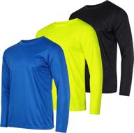 👕 3-pack: men's moisture wicking performance long sleeve t-shirt with mesh, uv sun protection for outdoor activities, active athletic crew top logo