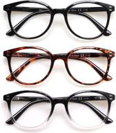 👓 stylish spring hinge reading glasses - 3 pack for men and women, black / tortoise logo