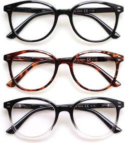 img 4 attached to 👓 Stylish Spring Hinge Reading Glasses - 3 Pack for Men and Women, Black / Tortoise