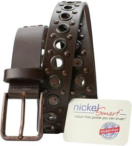 img 2 attached to 🔒 High-Quality Studded Belt: Top Grain Leather with Nickel Free Grommets, Studs, & Buckle