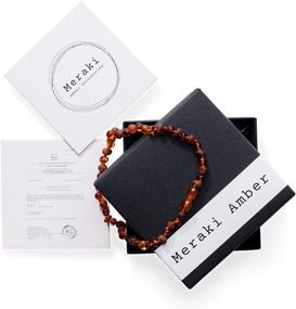 img 1 attached to Discover Authentic Beauty with Meraki Baltic Amber Necklace - Raw/Polished Mix Baroque Design, Genuine & Certified Cognac Baltic Amber Necklace (11.5 Inches)