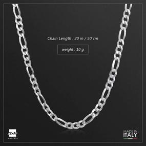 img 3 attached to Amberta 925 Sterling Silver Flat Figaro Chain Necklace - Unisex Design for Enhanced SEO