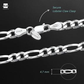 img 2 attached to Amberta 925 Sterling Silver Flat Figaro Chain Necklace - Unisex Design for Enhanced SEO
