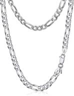 amberta 925 sterling silver flat figaro chain necklace - unisex design for enhanced seo logo