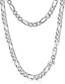 img 4 attached to Amberta 925 Sterling Silver Flat Figaro Chain Necklace - Unisex Design for Enhanced SEO