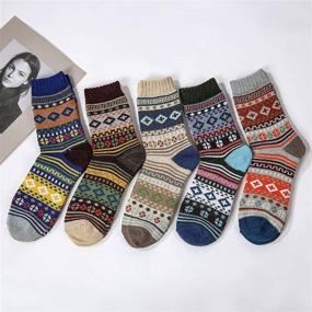 img 2 attached to 🧦 Warm and Stylish: Zando Women's Wool Socks for Cute Striped Crew Sock Lovers, Perfect for Winter, Hiking, and Athletic Activities