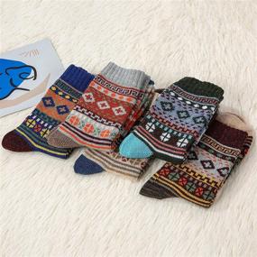 img 1 attached to 🧦 Warm and Stylish: Zando Women's Wool Socks for Cute Striped Crew Sock Lovers, Perfect for Winter, Hiking, and Athletic Activities