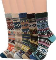 🧦 warm and stylish: zando women's wool socks for cute striped crew sock lovers, perfect for winter, hiking, and athletic activities logo